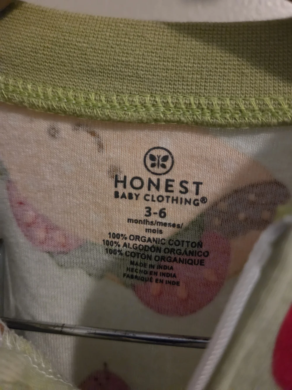 Honest Organic Baby 3-6M Green Taco & Nacho Print Zip One-Piece